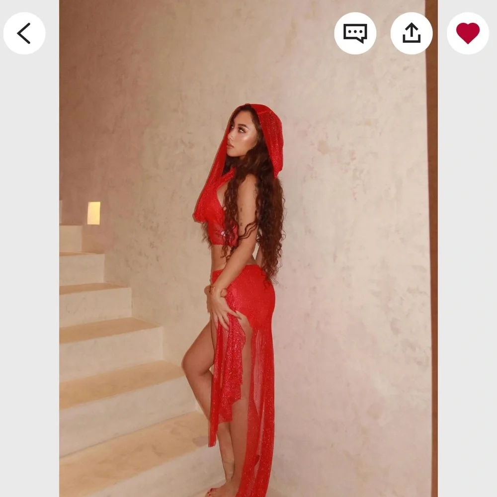 Red Sheer Two-Piece Set - Picture 3 of 3